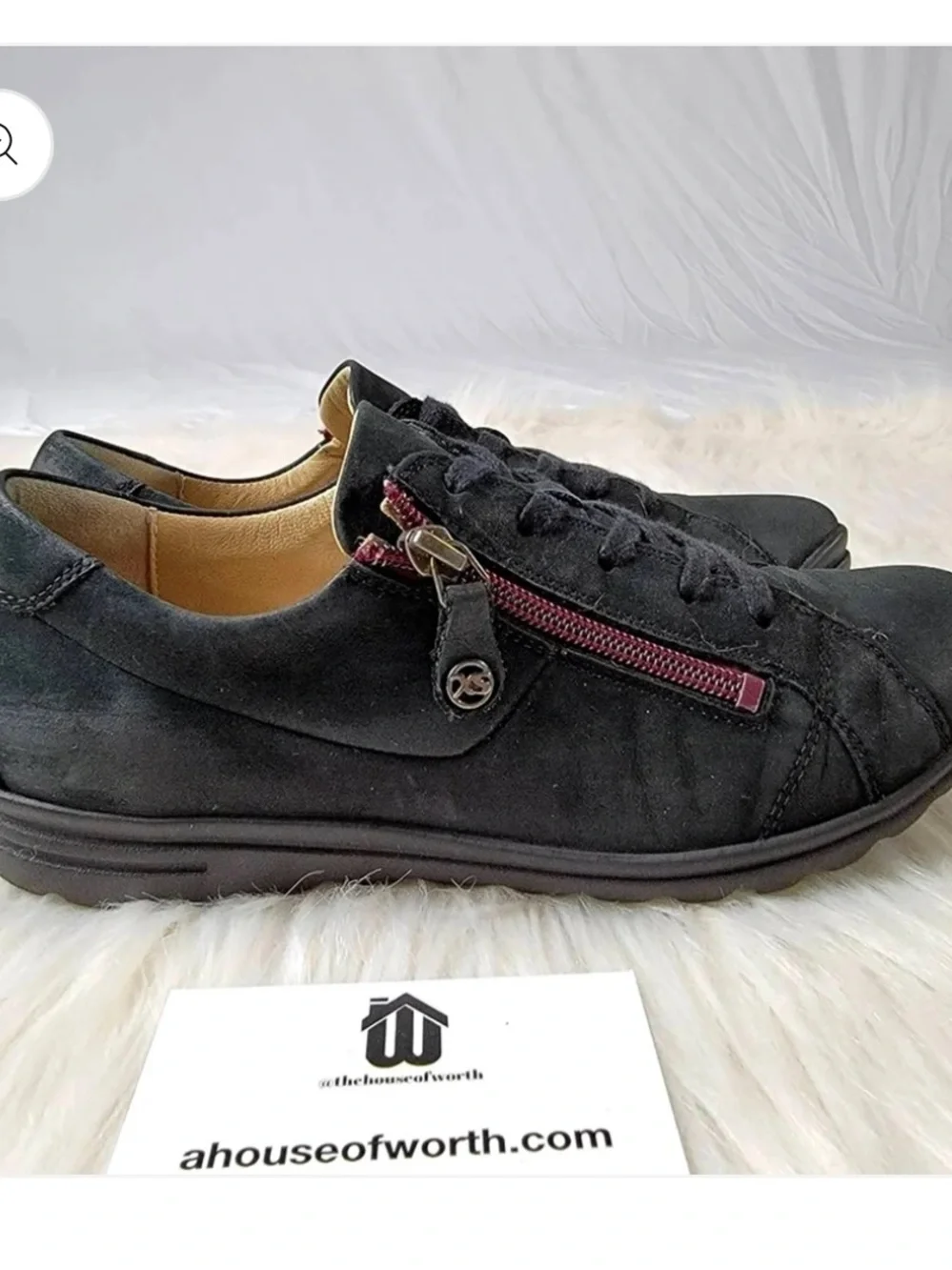 Hartjes Black Suede Casual Lace-Up Sneakers with Side Zip